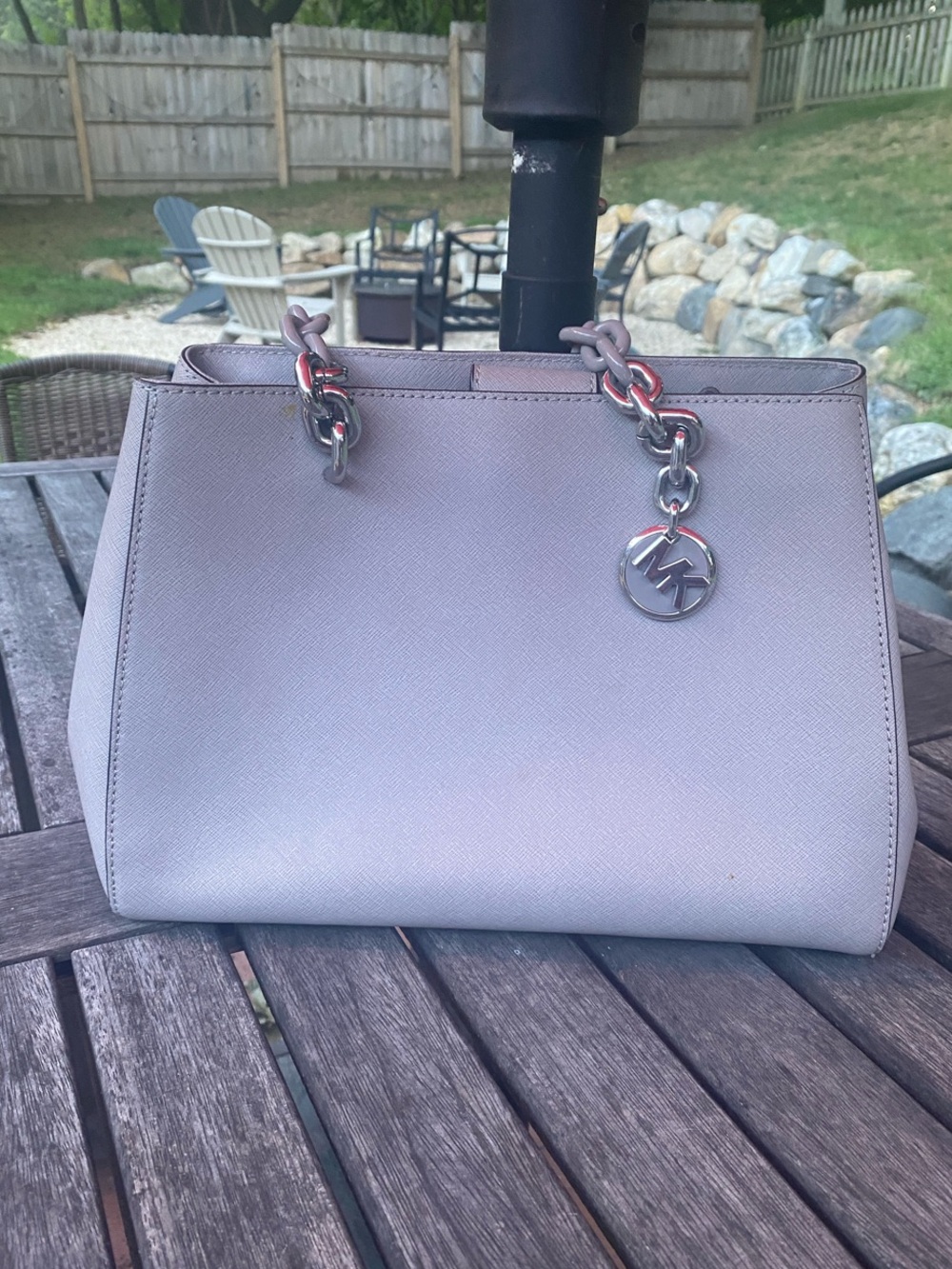 Michael Kors gray Satchel with Silver-Tone Charm